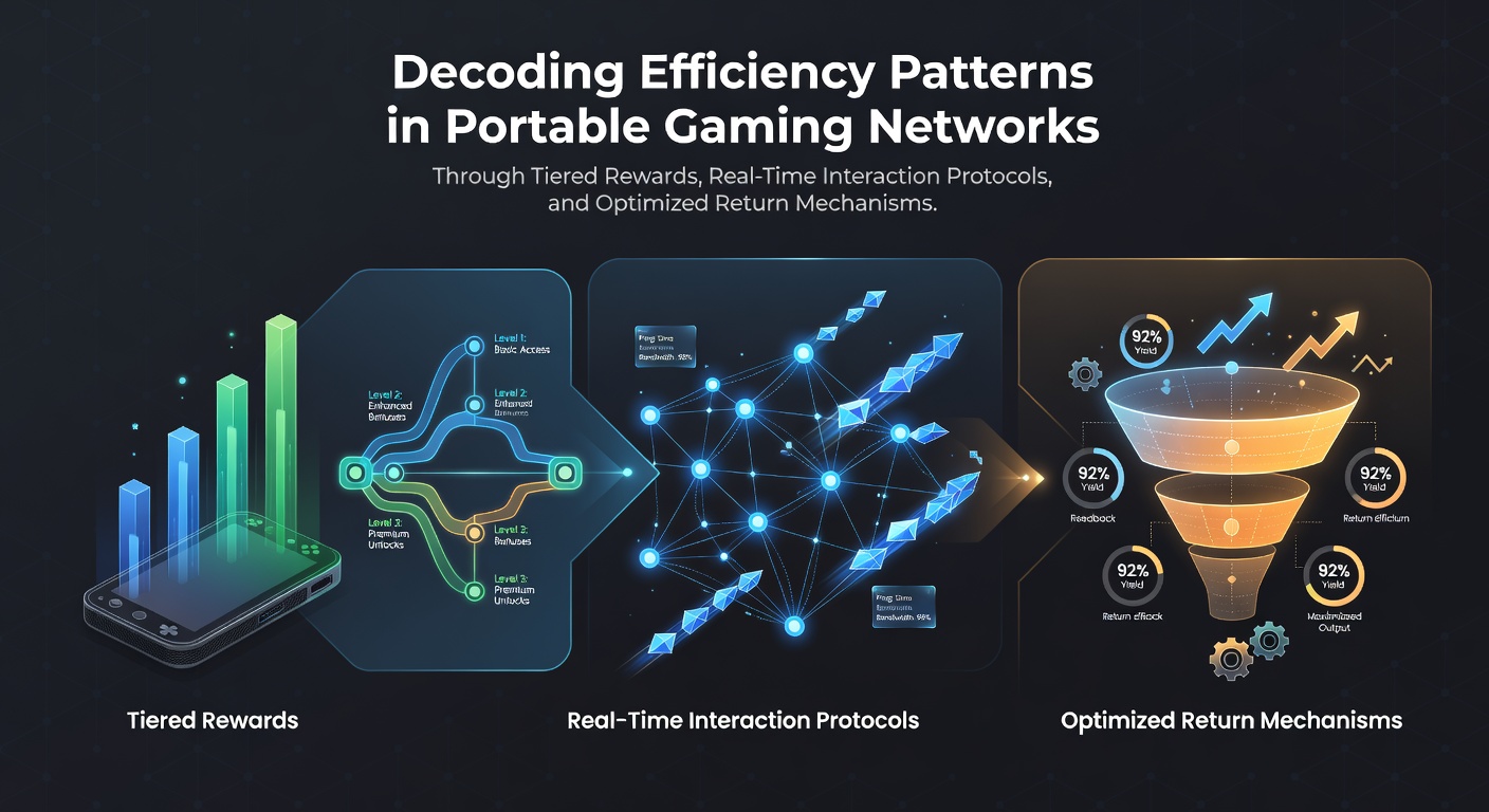 Diagram showing tiered reward structures and data flow in portable gaming networks