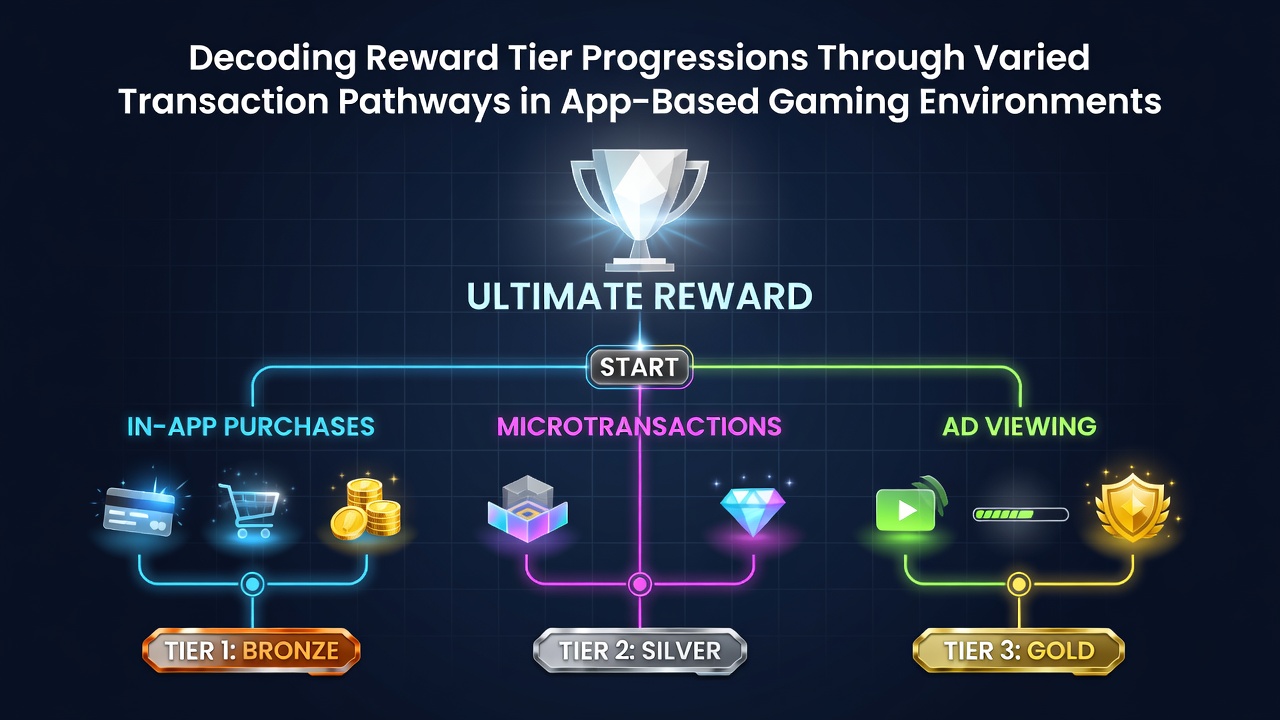 Mobile gaming interface showing reward tier progression and transaction options