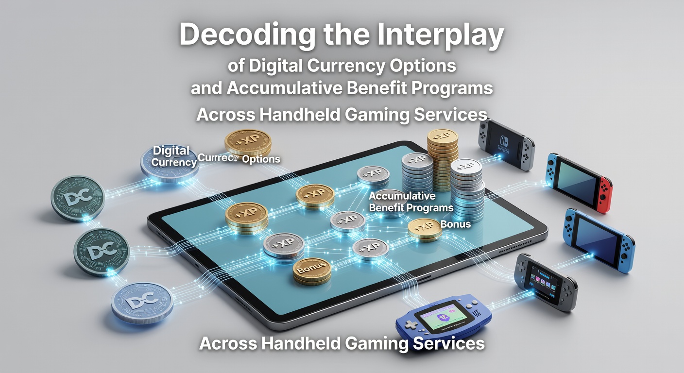 Digital currency symbols merging with mobile game interfaces and loyalty badges on handheld devices
