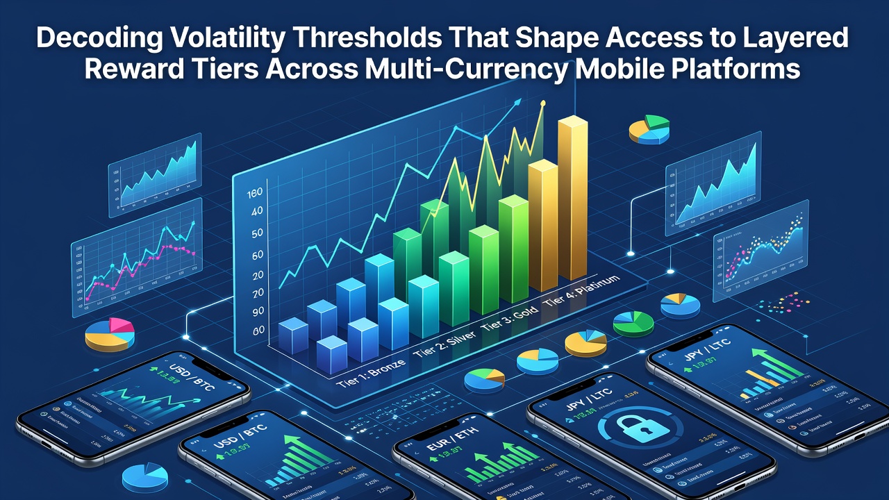 Abstract visualization of volatility thresholds and reward tier progression in mobile platforms