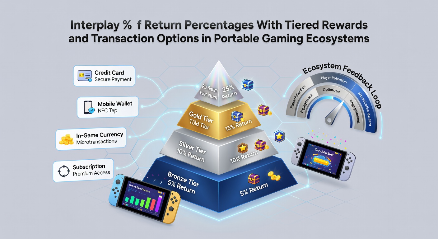 Illustration of mobile gaming interface showing return percentages and reward tiers
