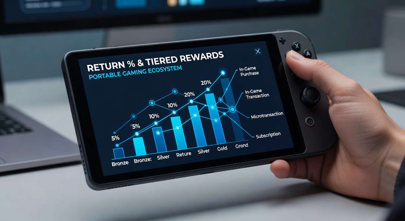 Diagram depicting tiered reward progression linked to transaction flows in mobile games