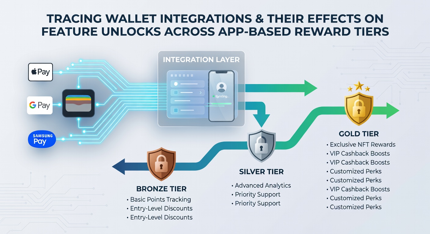 Mobile app interface displaying reward tier progression after wallet integration