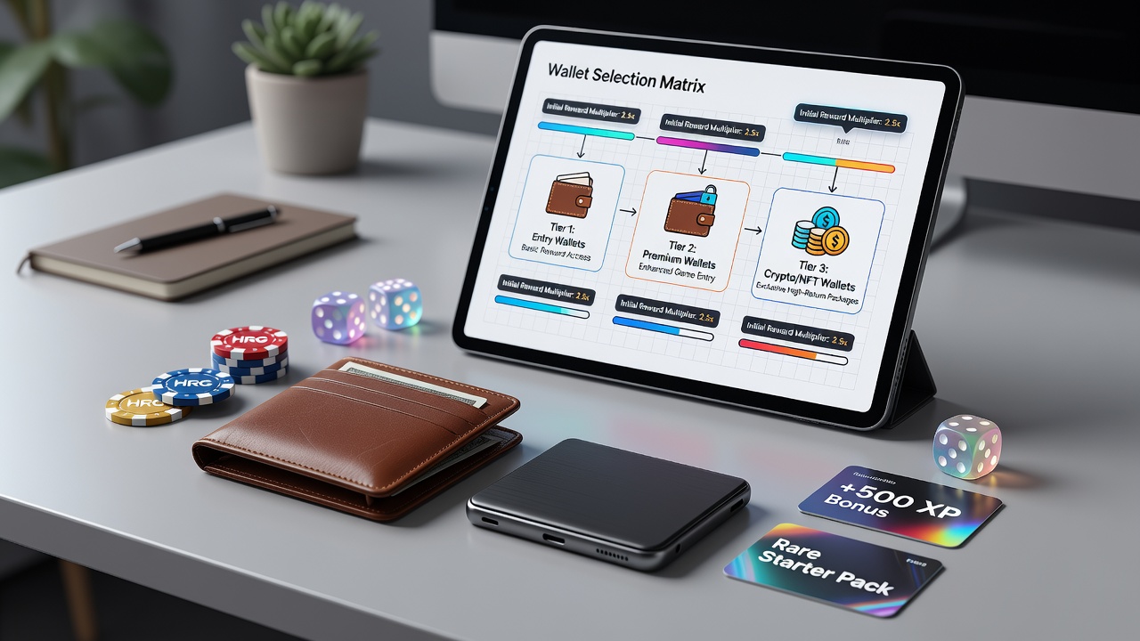 Mobile screen showing reward package unlocks connected to selected digital wallet integrations